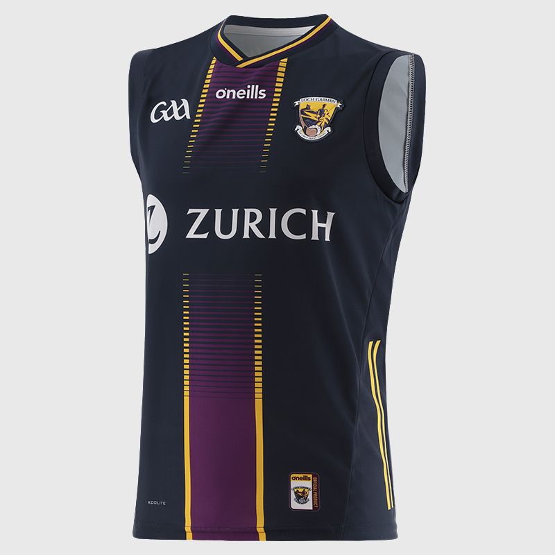 Navy O’Neills Wexford GAA Alternative Vest 2025 with ribbed crewneck by O’Neills.