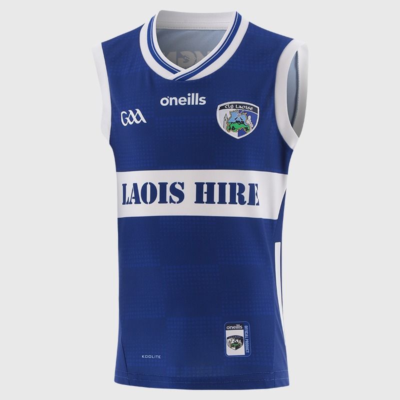 Blue O’Neills Laois GAA Kids' Home Vest 2026 by O’Neills.