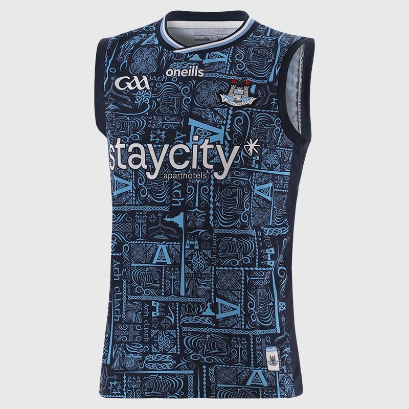 Navy Dublin GAA Alternative Goalkeeper Vest 2025 with ribbed crewneck by O’Neills.