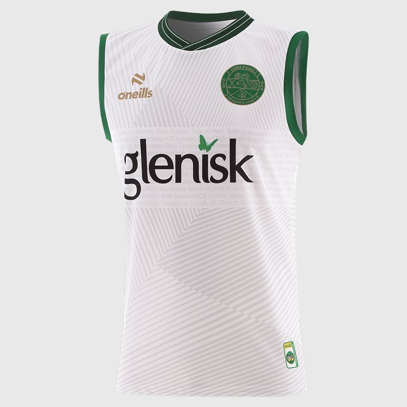White Offaly GAA Kids' Training Training Vest 2025 from O'Neills.