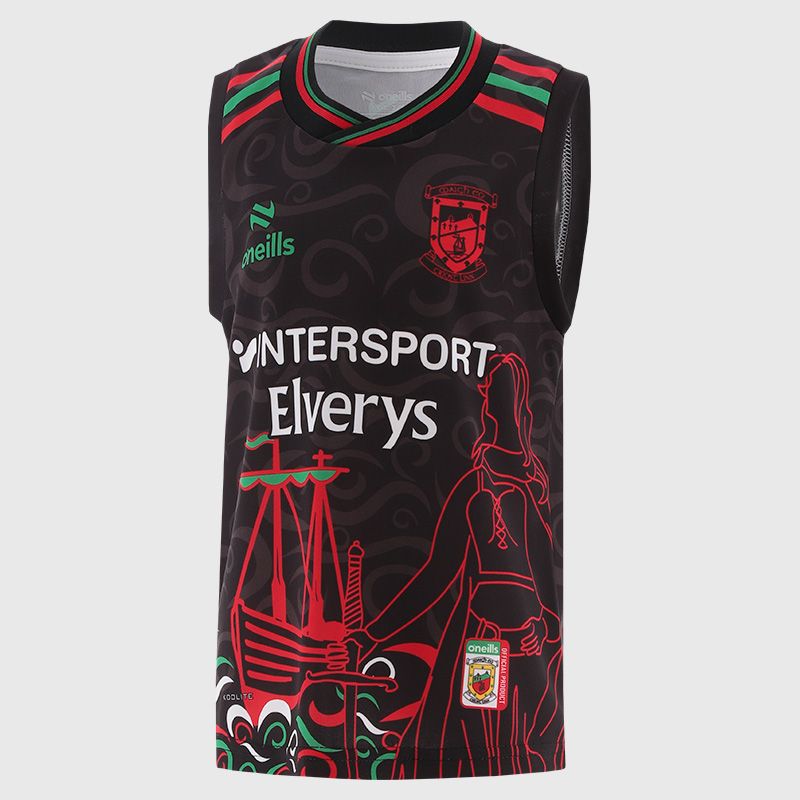 Black Mayo GAA Kids' Training Vest 2025 by O’Neills.