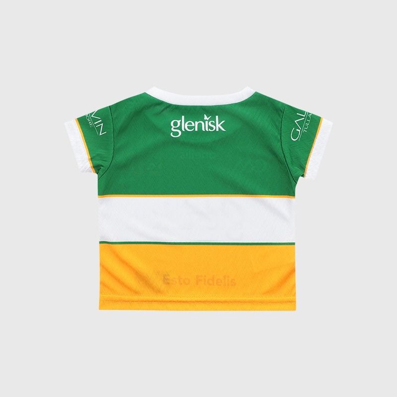 Green / White / Amber Offaly GAA Infant Home Jersey 2026 from O’Neills.