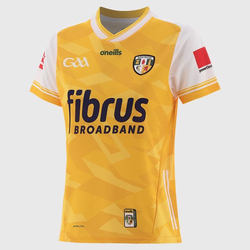 O’Neills Amber Antrim GAA Women's Home Jersey 2025 by O’Neills.