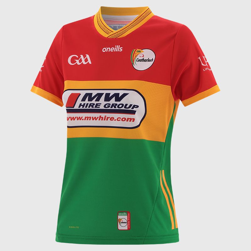 O’Neills Red Carlow GAA Women's Home Jersey 2025 from O’Neills.