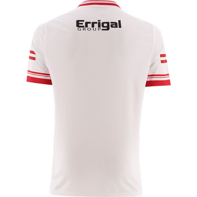White Derry GAA Alternative Jersey 2024 with Errigal Group sponsor logo on the chest by O’Neills.