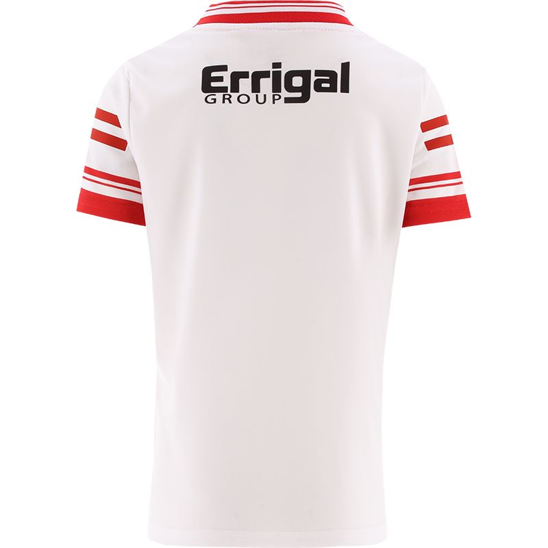 White Derry GAA Alternative Jersey 2024 with Errigal Group sponsor logo on the chest by O’Neills.