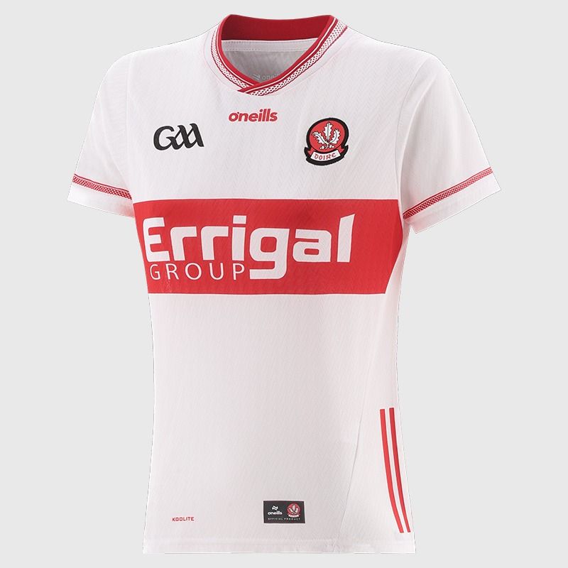 White Derry GAA Women's Alternative Jersey 2026 from O’Neills.