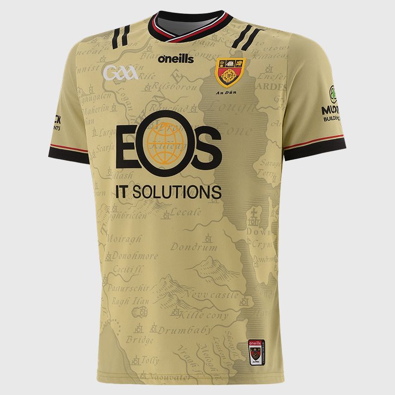 O’Neills Gold Down GAA Alternative Goalkeeper Jersey 2025 with ribbed crewneck by O’Neills.