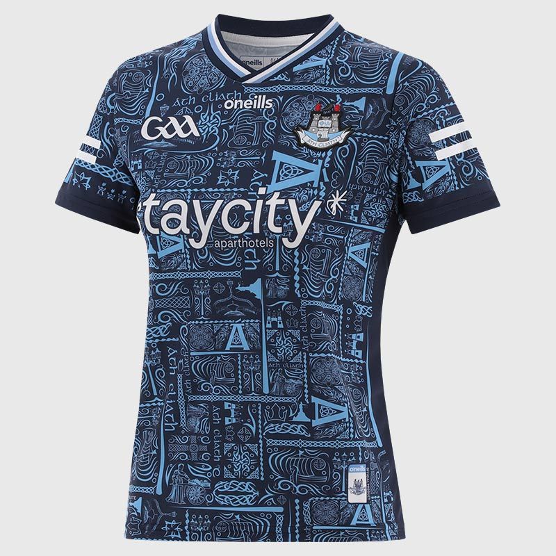 Navy Dublin GAA Women's Fit 2 Stripe Alternative Goalkeeper Jersey 2025 from O'Neills.