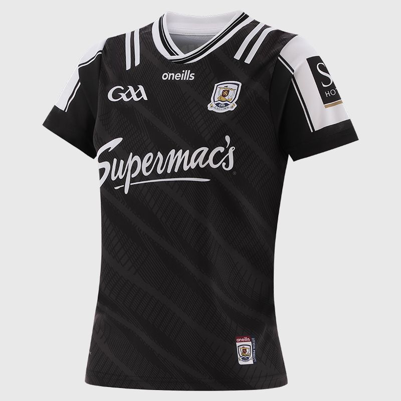 O’Neills Black Galway GAA Women's Goalkeeper Jersey 2025 with ribbed crewneck by O’Neills.