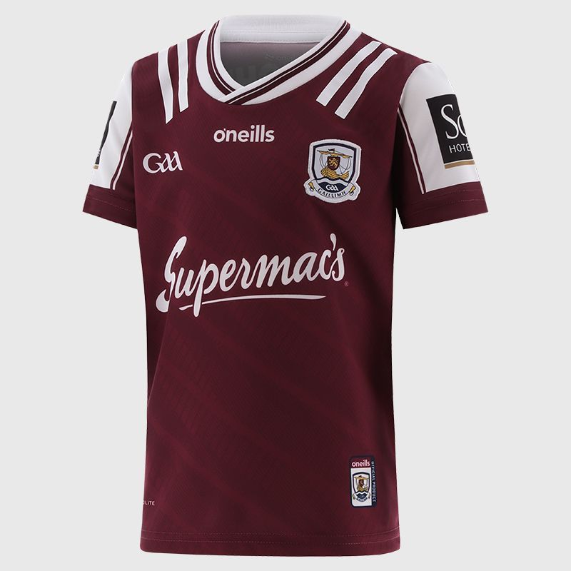 O’Neills Maroon Galway GAA Kids' Home Jersey 2025 from O’Neills.