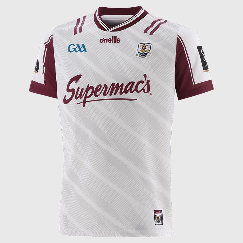 O’Neills White Galway GAA Men's Goalkeeper Jersey 2025 with ribbed crewneck by O’Neills.