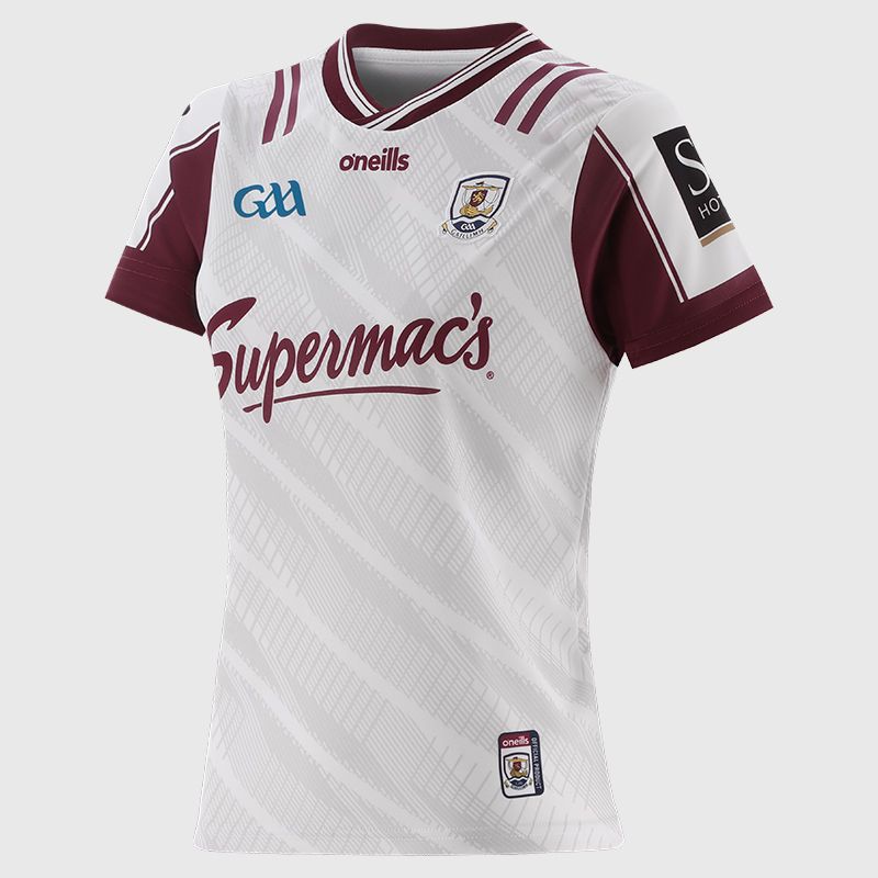 O’Neills White Galway GAA Women's Goalkeeper Jersey 2025 with ribbed crewneck by O’Neills.