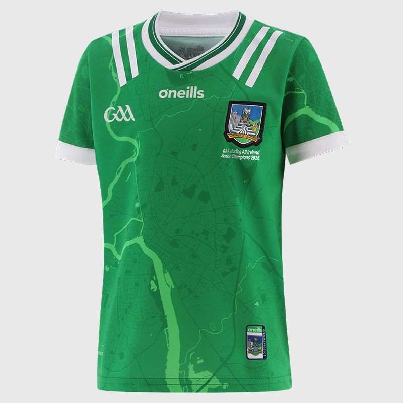 Green Limerick GAA Kids' All Ireland Hurling Champions Jersey 2026 from O’Neills.