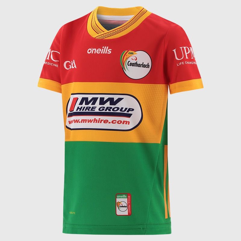 O’Neills Red Carlow GAA Kids' Home Jersey 2025 from O’Neills.