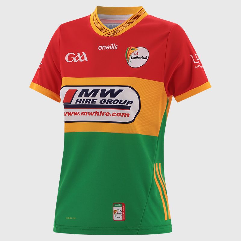 O’Neills Red Carlow GAA Women's Home Jersey 2025 from O’Neills.