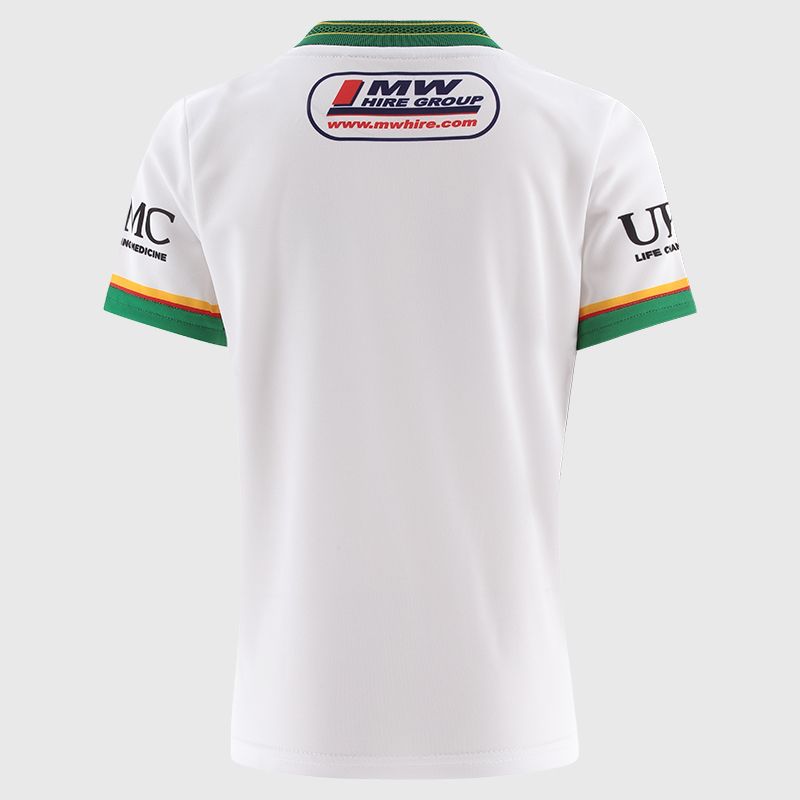 O’Neills White Carlow GAA Kids' Goalkeeper Jersey 2025 with ribbed crewneck by O’Neills.