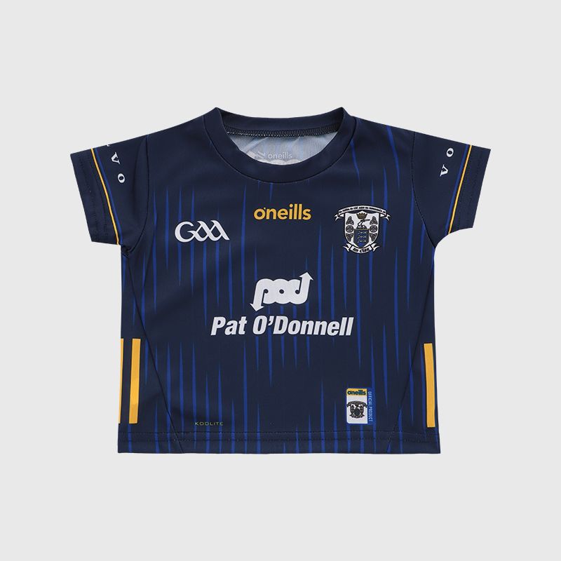 Navy Clare GAA Baby Goalkeeper Jersey 2025 with ribbed crewneck by O’Neills.