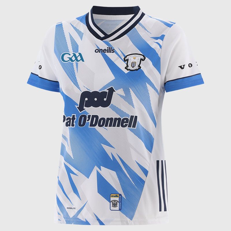 White Clare GAA Women's Alternative Goalkeeper Jersey 2025 with ribbed crewneck by O’Neills.