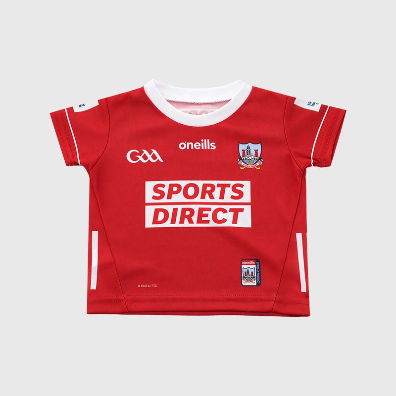 O’Neills Red Cork GAA Baby Home Jersey 2025 from O’Neills.