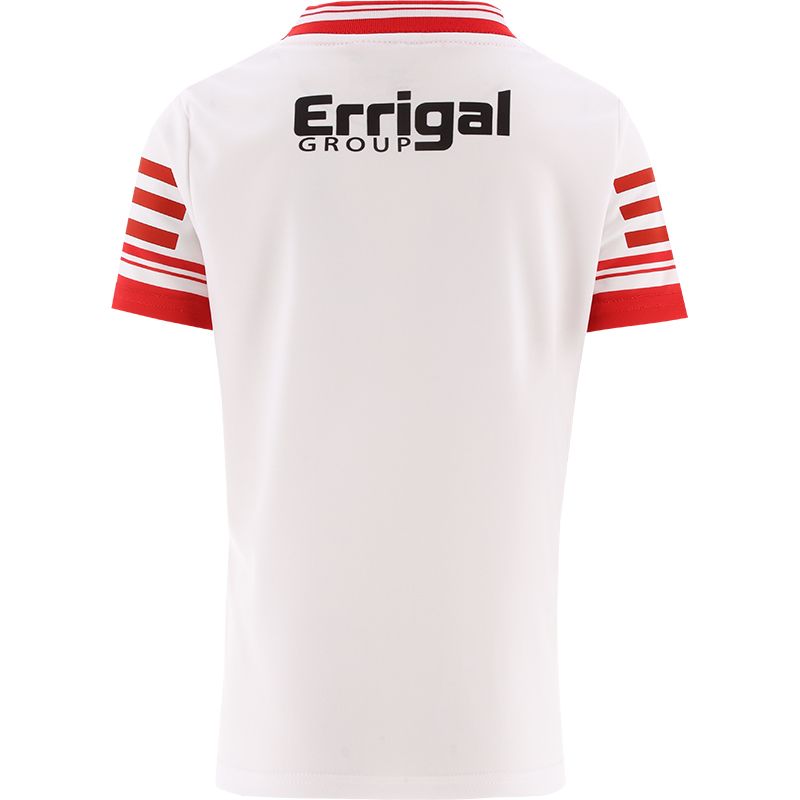 White Derry GAA Alternative Jersey 2024 with Errigal Group sponsor logo on the chest by O’Neills.
