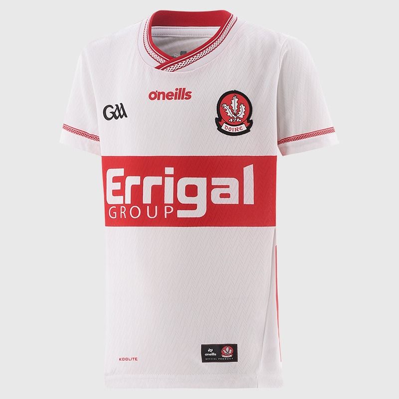 White Derry GAA Kids' Alternative Jersey 2026 from O’Neills.