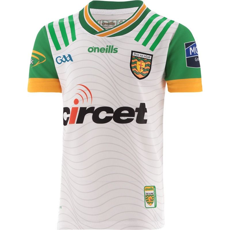 White Donegal GAA Alternative Jersey 2024 with ribbed crewneck by O’Neills.