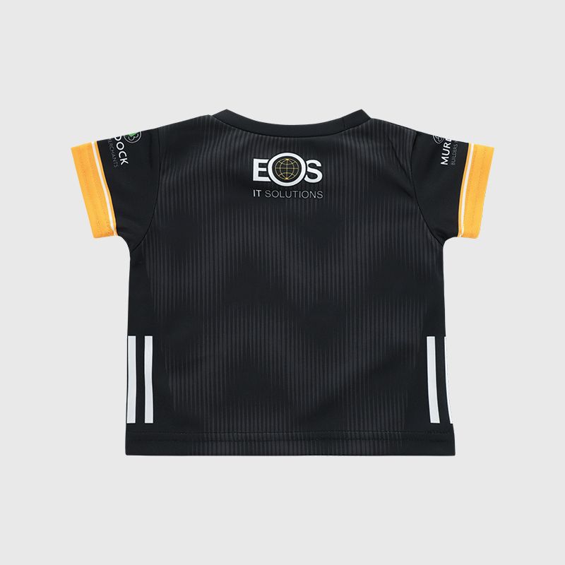 O’Neills Black Down GAA Baby Goalkeeper Jersey 2025 with crewneck collar by O’Neills.