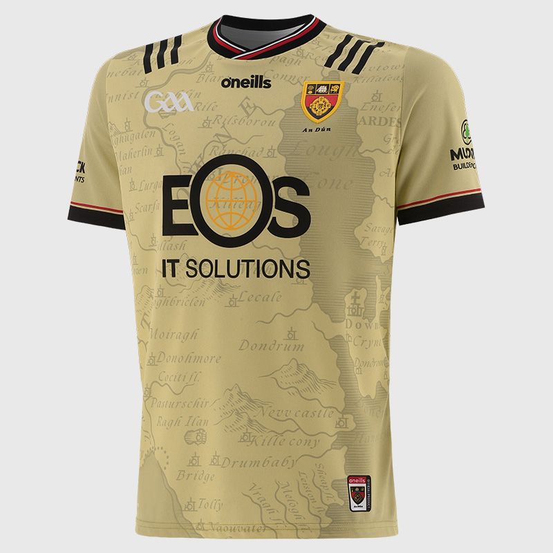 O’Neills Gold Down GAA Alternative Goalkeeper Jersey 2025 with ribbed crewneck by O’Neills.