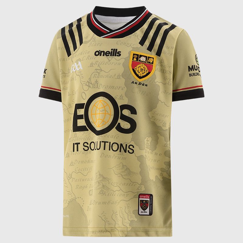 O’Neills Gold Down GAA Kids' Alternative Goalkeeper Jersey 2025 with ribbed crewneck by O’Neills.