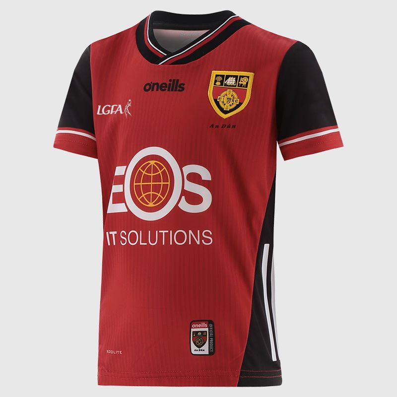 O’Neills Red Down LGFA Kids' Home Jersey 2025 from O’Neills.