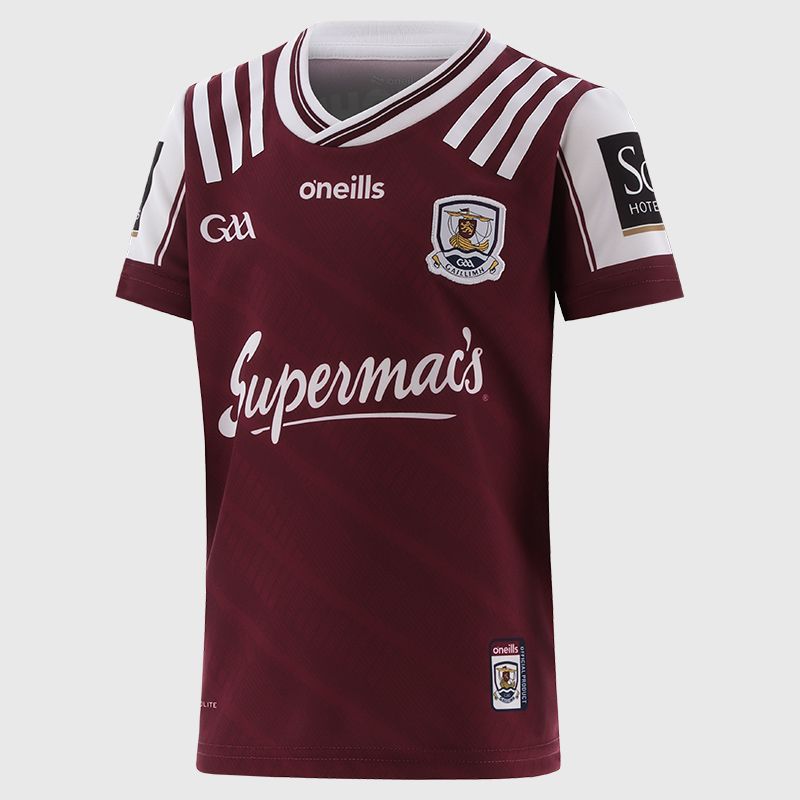 O’Neills Maroon Galway GAA Kids' Home Jersey 2025 from O’Neills.