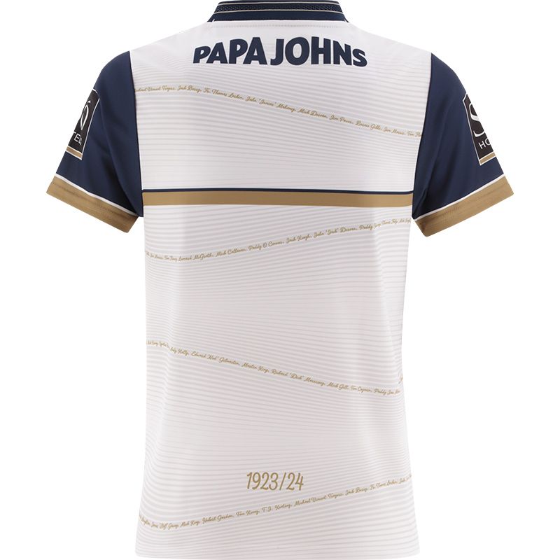 White, Navy and Gold Galway GAA Commemoration Goalkeeper Jersey with 1923/24 in gold on the back by O’Neills.