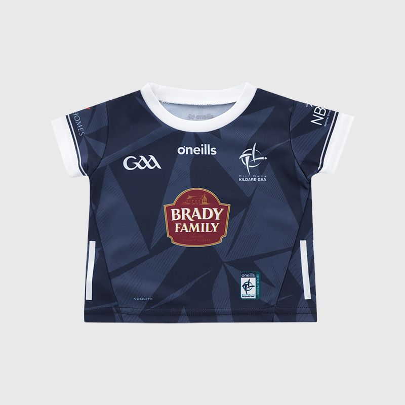 O’Neills Navy Kildare GAA Baby Goalkeeper Jersey 2025 with crewneck collar by O’Neills.