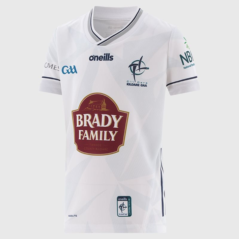 O’Neills White Kildare GAA Kids' Home Jersey 2025 by O’Neills.