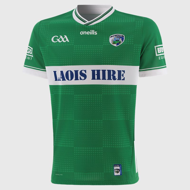 O’Neills Green Laois GAA Goalkeeper Jersey 2025 with ribbed crewneck by O’Neills.