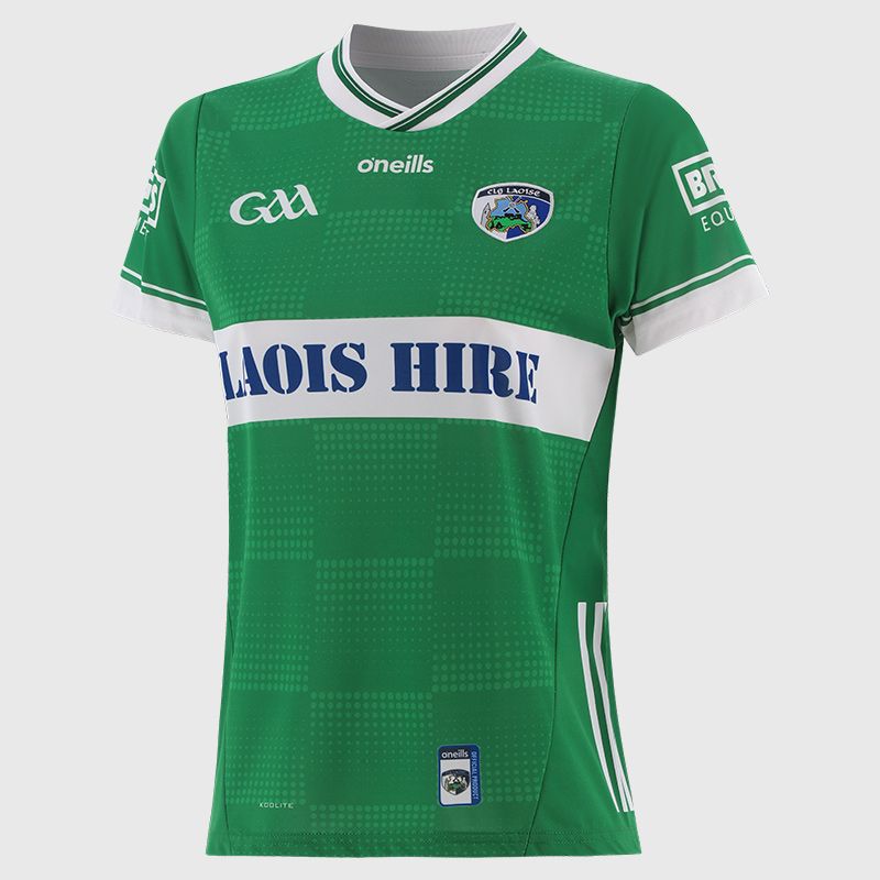 O’Neills Green Laois GAA Women Goalkeeper Jersey 2025 with ribbed crewneck by O’Neills.