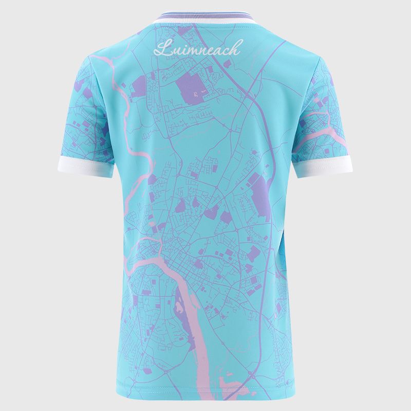 O’Neills Blue Limerick GAA Kids' Goalkeeper Jersey 2025 with ribbed crewneck by O’Neills.