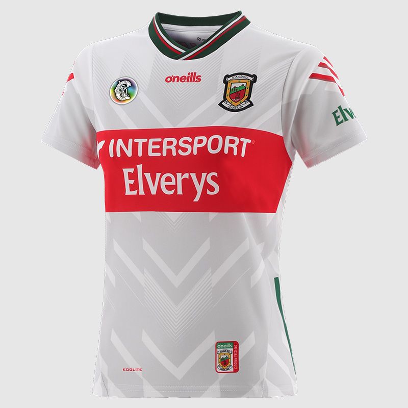 O’Neills White Mayo Camogie Women's Goalkeeper Jersey 2025 with ribbed crewneck by O’Neills.