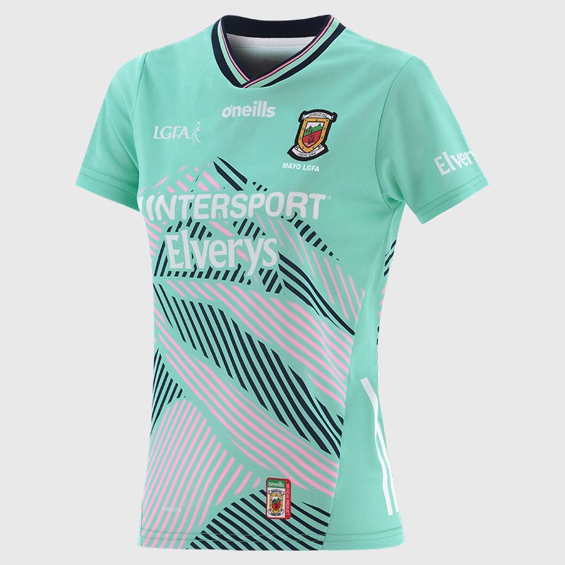 O’Neills Mint Mayo LGFA Women's Alternative Goalkeeper Jersey 2025 with ribbed crewneck by O’Neills.