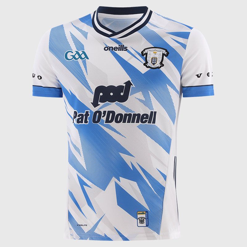 White Clare GAA Player Fit Alternative Goalkeeper Jersey 2025 with ribbed crewneck by O’Neills.