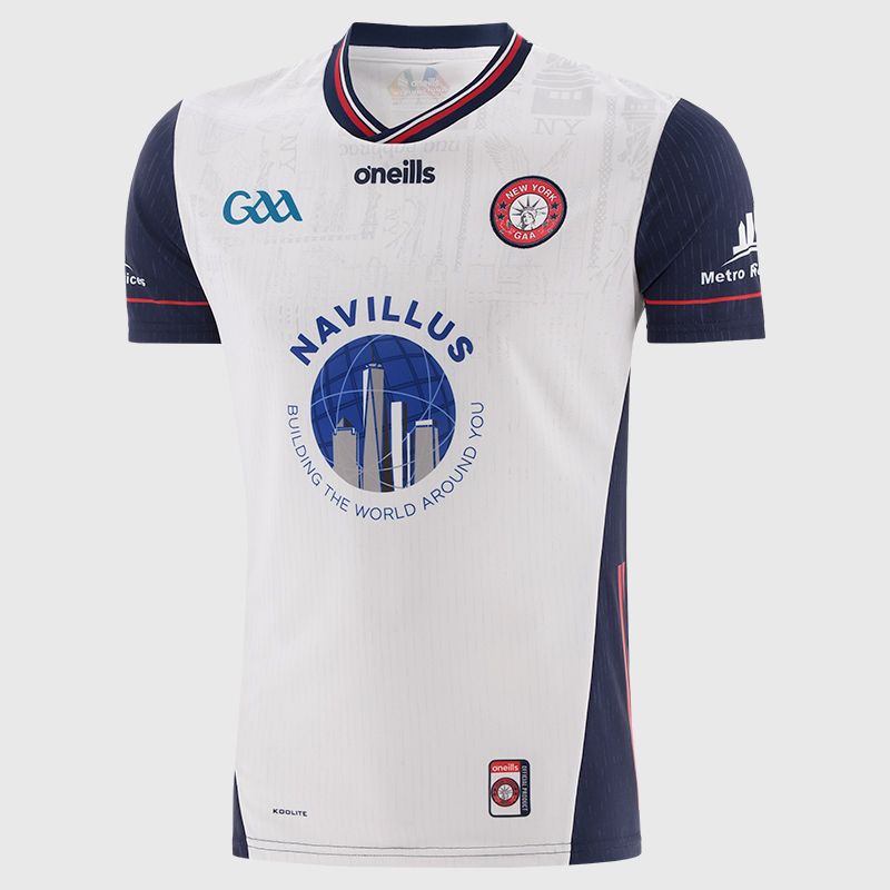 White Shadow / Navy / Red New York GAA Men's Home Jersey 2025 from O’Neills Sportswear