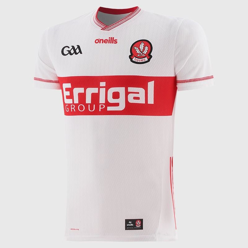 White Derry GAA Player Fit Alternative Jersey 2026 from O’Neills.