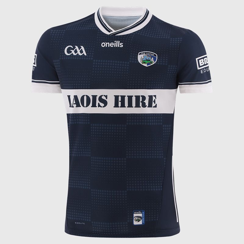 O’Neills Navy Laois GAA Player Fit Alternative Goalkeeper Jersey 2025 with ribbed crewneck by O’Neills.