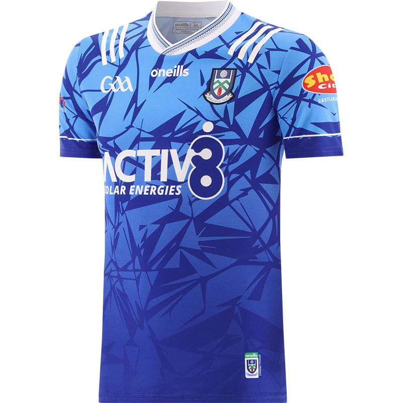 Blue Monaghan GAA Alternative Jersey 2024 with ribbed crewneck by O’Neills.