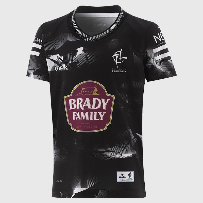 Black Kildare GAA Kids' Short Sleeve Training Top 2026 from O’Neills.