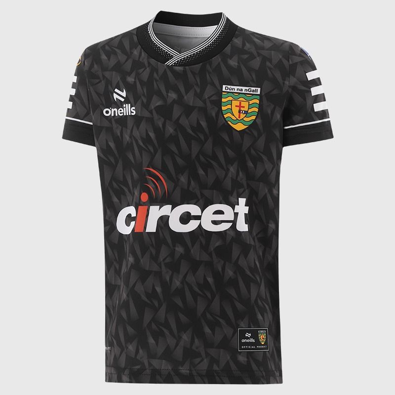 Black Donegal GAA Kids' Short Sleeve Training Top 2026 from O’Neills.