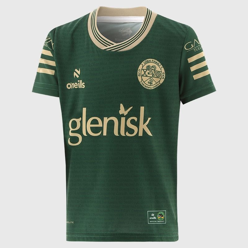 Green / Gold Offaly GAA Kids' Short Sleeve Training Top 2026 from O’Neills.