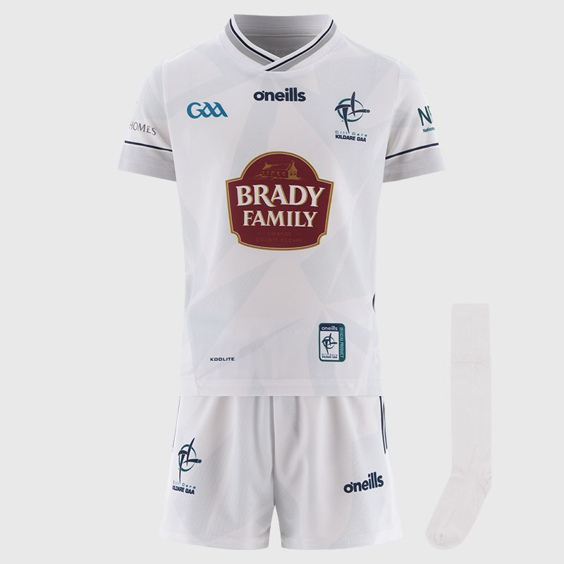 White Kildare GAA Mini Kit Home 2025 by O'Neills.