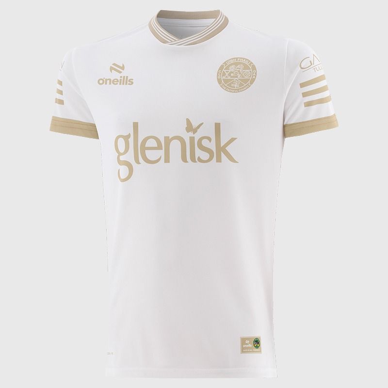 White / Gold Offaly GAA Player Fit Short Sleeve Training Top 2026 from O’Neills.